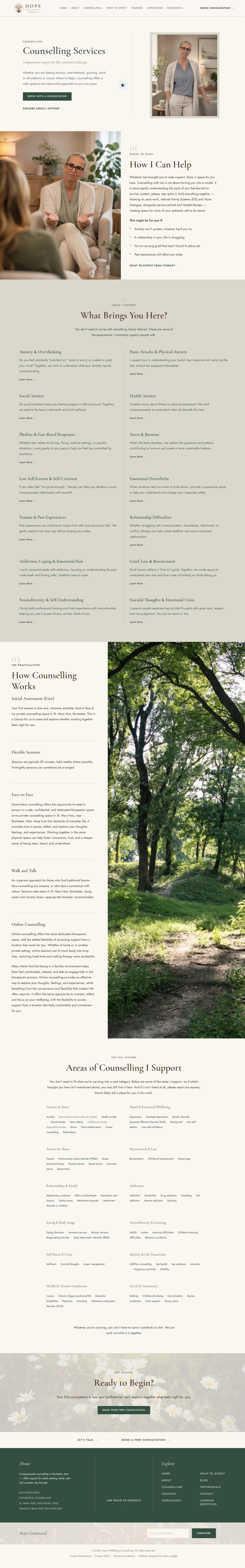 Hope Wellbeing counselling interface